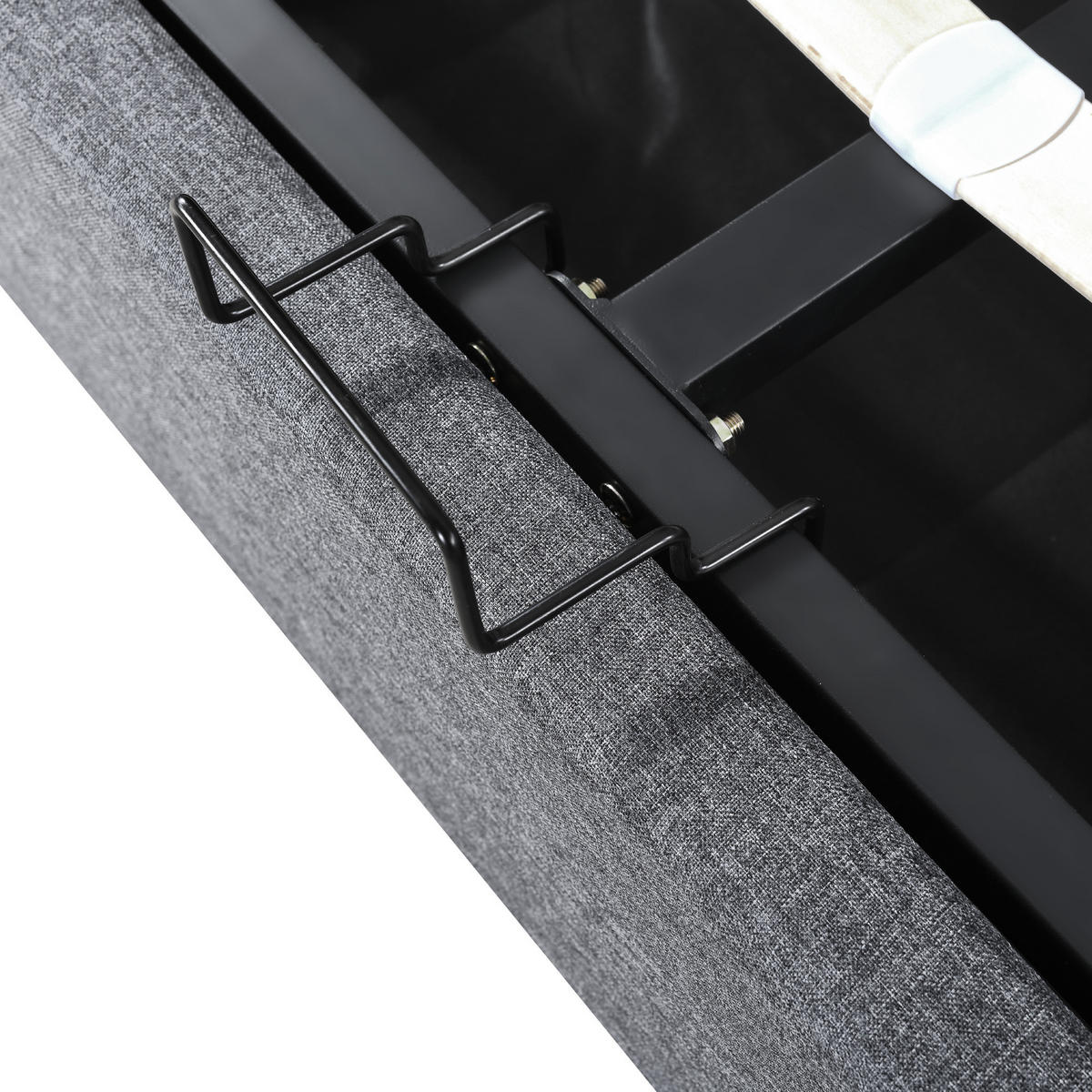 POLSTERBETT 140/200 mit LED, Bettkasten und USB-C in Grau - Grau, Holzwerkstoff/Textil (140/200cm) - EVRYAE
