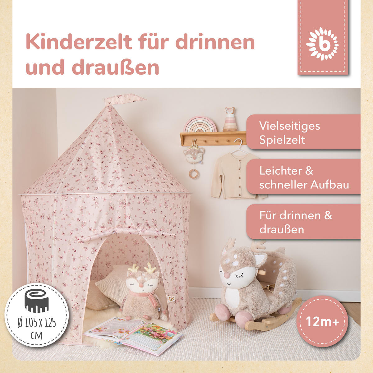 POP-UP Spielzelt Dreamy Flowers - Multicolor, Textil (100/100cm) - Bieco Spielwaren