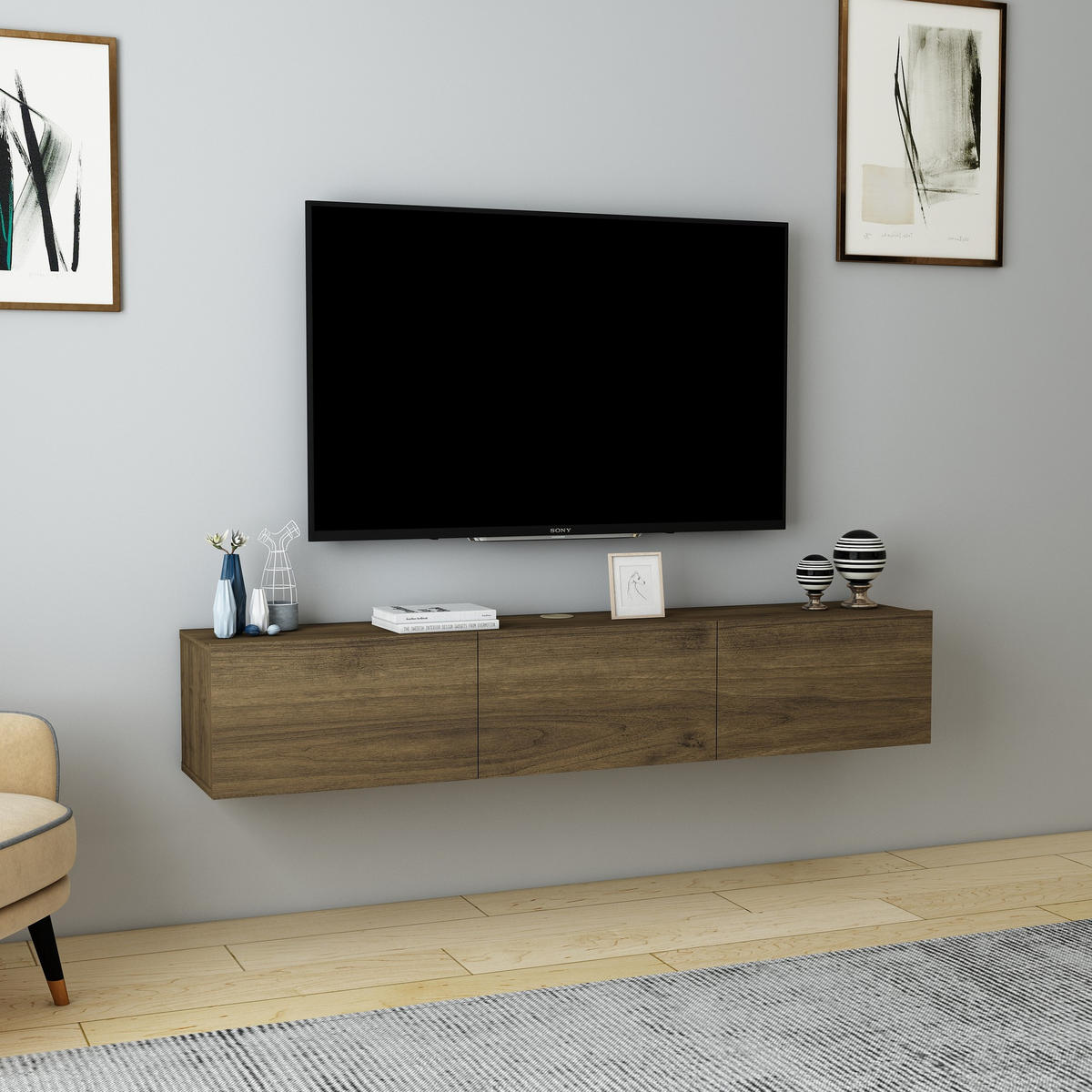 TV-MÖBEL denby Braun - Braun, Holz (31/29/160cm) - Habitat Garten
