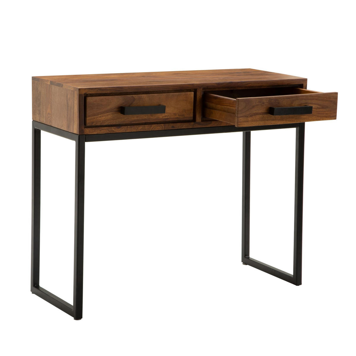 KONSOLENTISCH – Massivholz/Metall, schwarz, mit Schubladen, Industrial-Stil - Schwarz/Braun, Holz/Metall (36/90/77cm) - KADIMA DESIGN