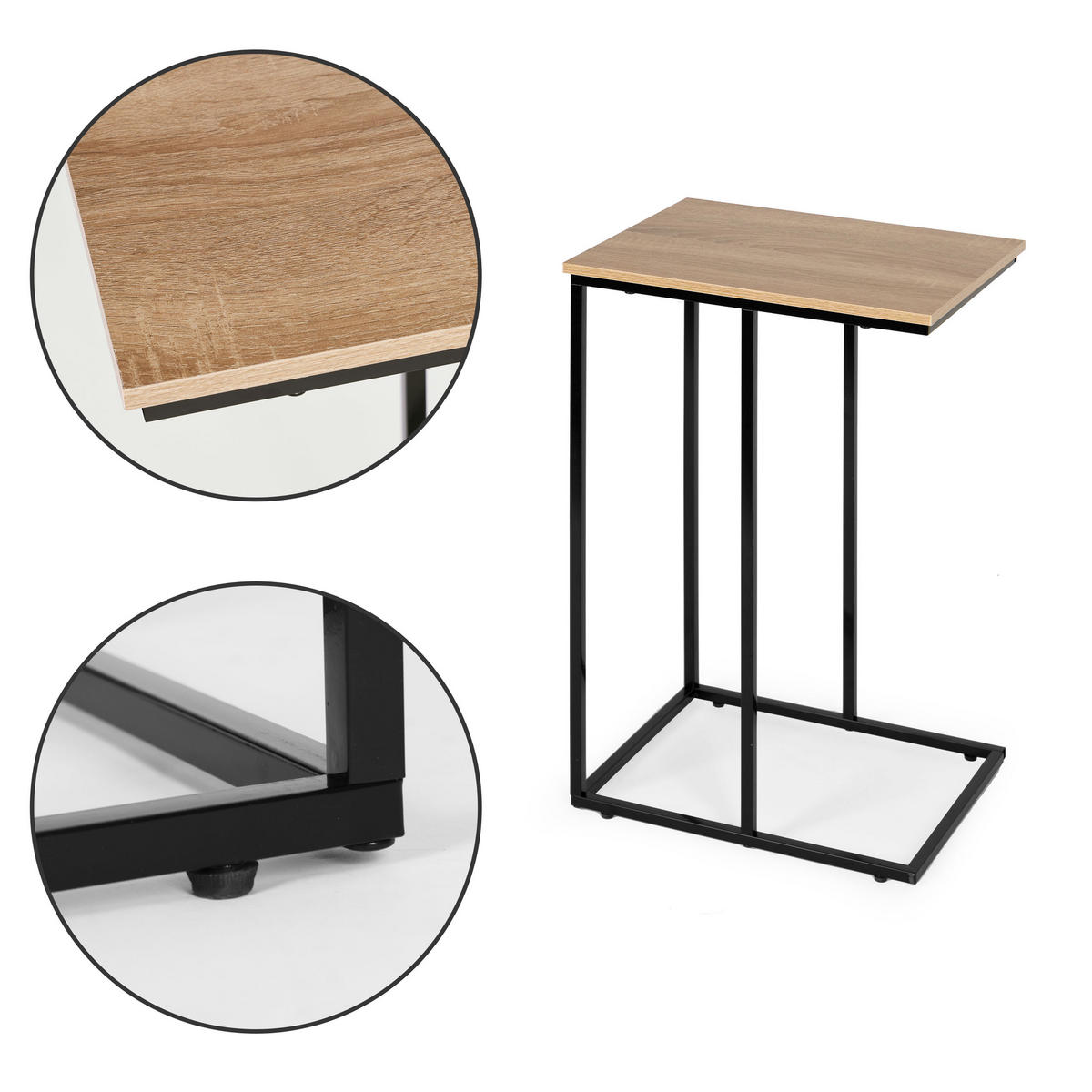 BEISTELLTISCH C Form TIVO Eiche - Eichefarben, Metall (40/30/66cm) - Mat-Haus