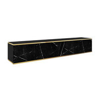 TV-LOWBOARD FORNO (Marmor Black Royal, Goldene Details, 3 Türen, 175 cm) - Schwarz/Weiß, Holz/Holzwerkstoff (175/30/32cm) - Ravio