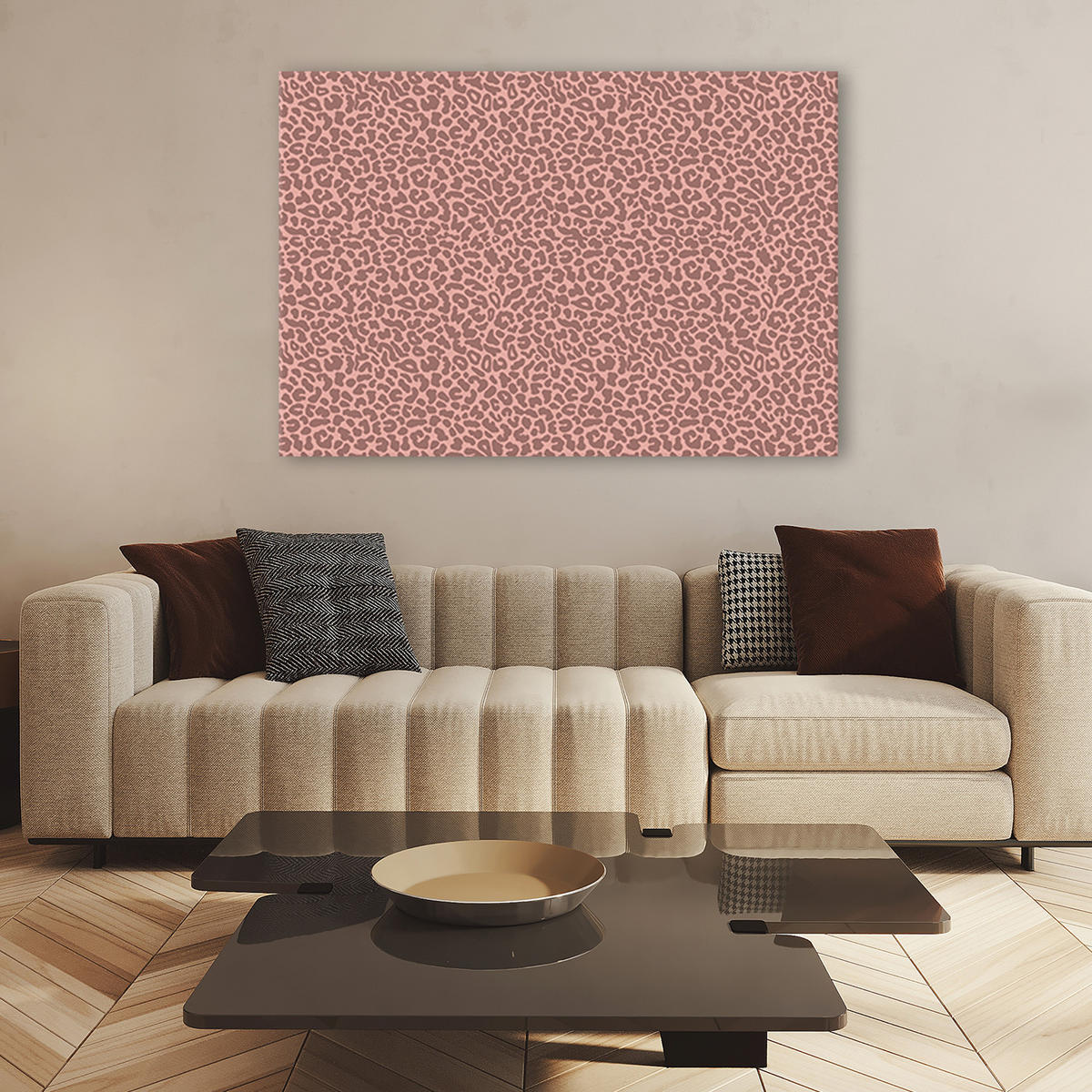 WANDBILD leopard leopard pelfpatches muster - Pink, Textil (60/40cm) - Feeby