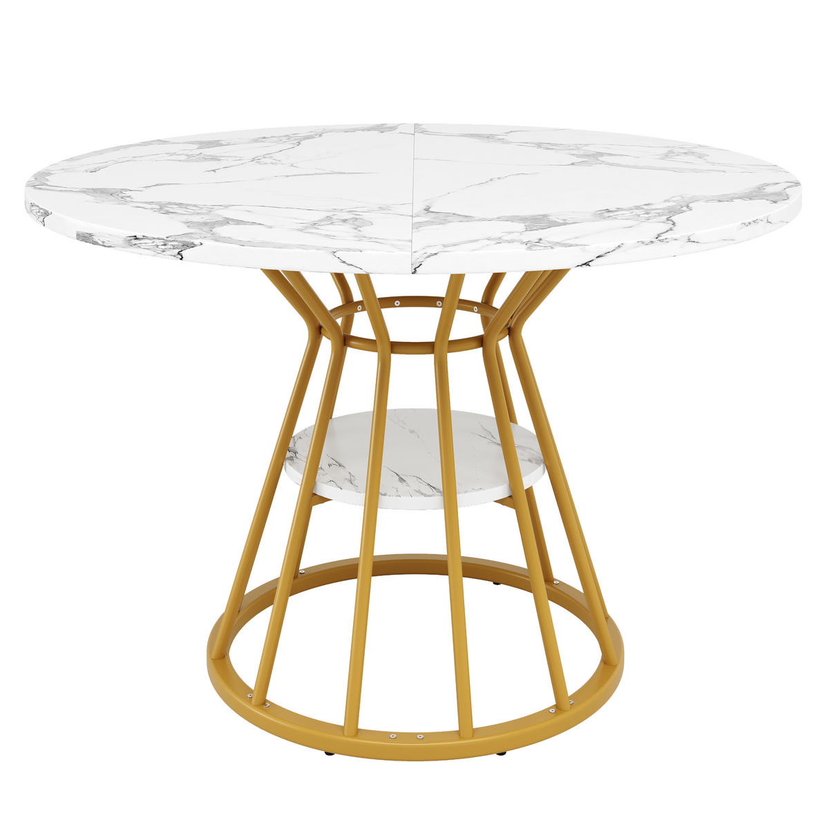 ESSTISCH 100x100x76 cm in Weiß und Gold aus MDF mit Marmoroptik - Goldfarben, Holzwerkstoff (100/100/76cm) - Modfu