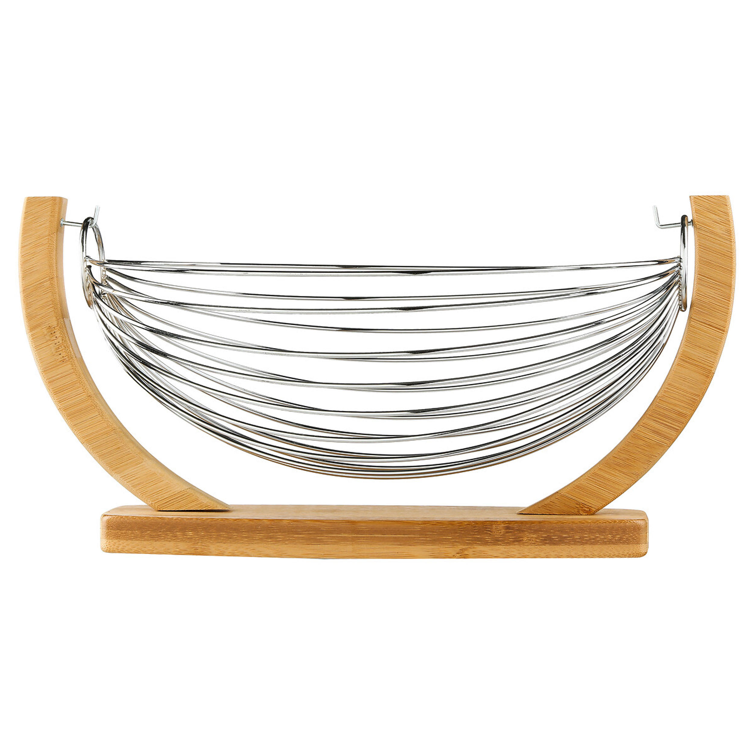 OBSTKORB mit Schaukelaufhängung, Bambus, Metall, 36 x 21 cm - Silberfarben, Holz (21cm) - 5five Simply Smart
