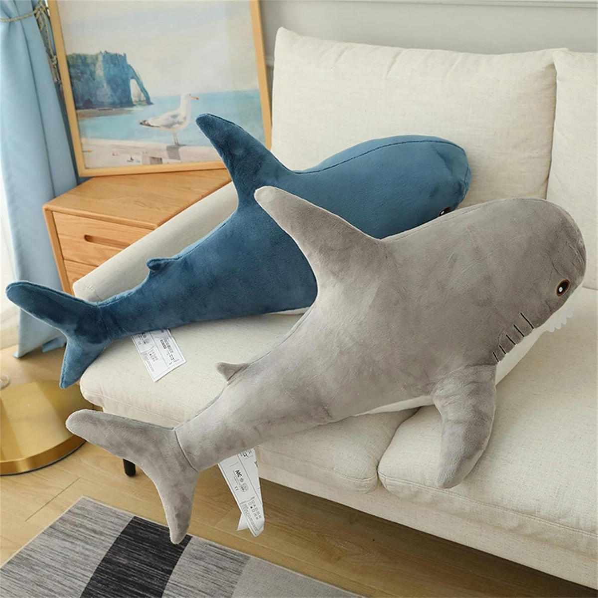 PLÜSCHTIER Wal Hai 95 cm - Blau, Textil (30/95cm)