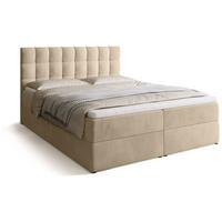 BOXBETT Detroit mit Topper 160/200 Beige - Beige, Holzwerkstoff/Textil (160/200cm) - Bromarkt