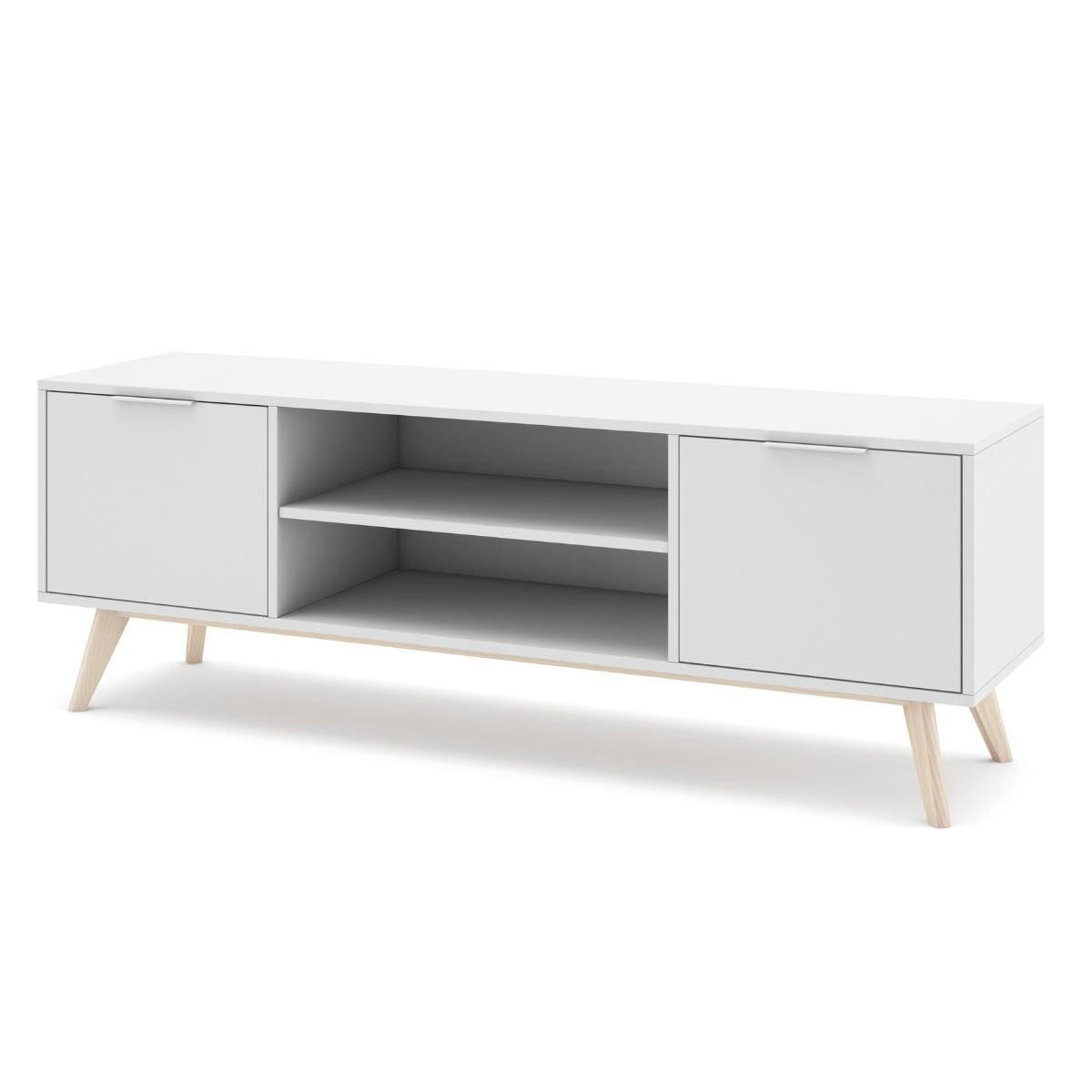 TV-SCHRANK mit 2 Türen 2 Fächern L140 cm - Campus - Weiß, Holzwerkstoff (40/53/140cm) - Calicosy