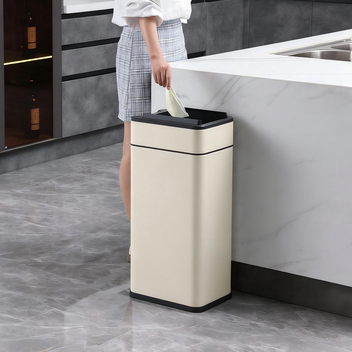 SENSORMÜLLEIMER SE40L Taupe - Taupe, Metall (23/65/31cm) - SVITA