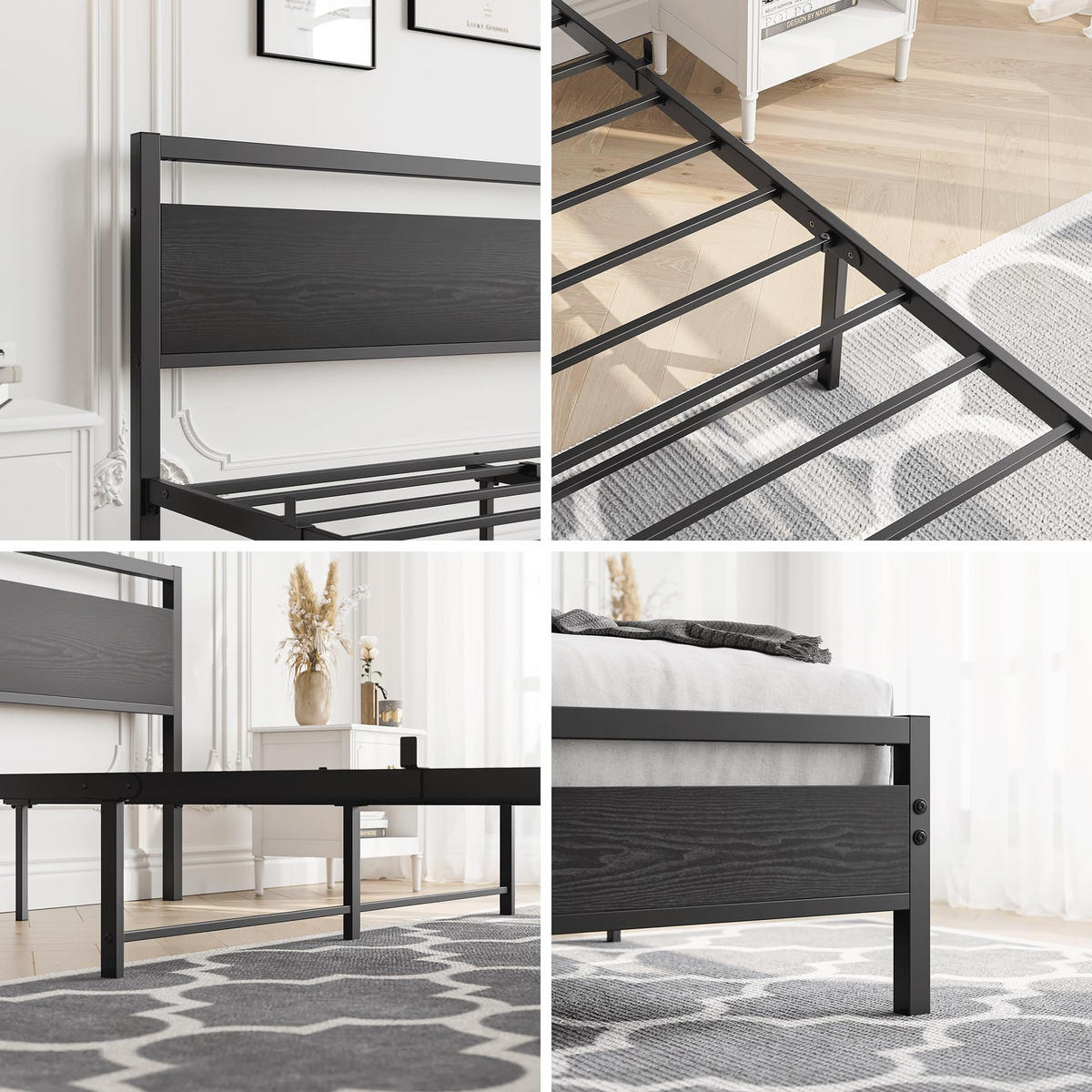 METALLBETT 120/200 cm DE-33024 mit Lattenrost und Stauraum Schwarz - Schwarz, Metall (120/200cm) - ComfortXL