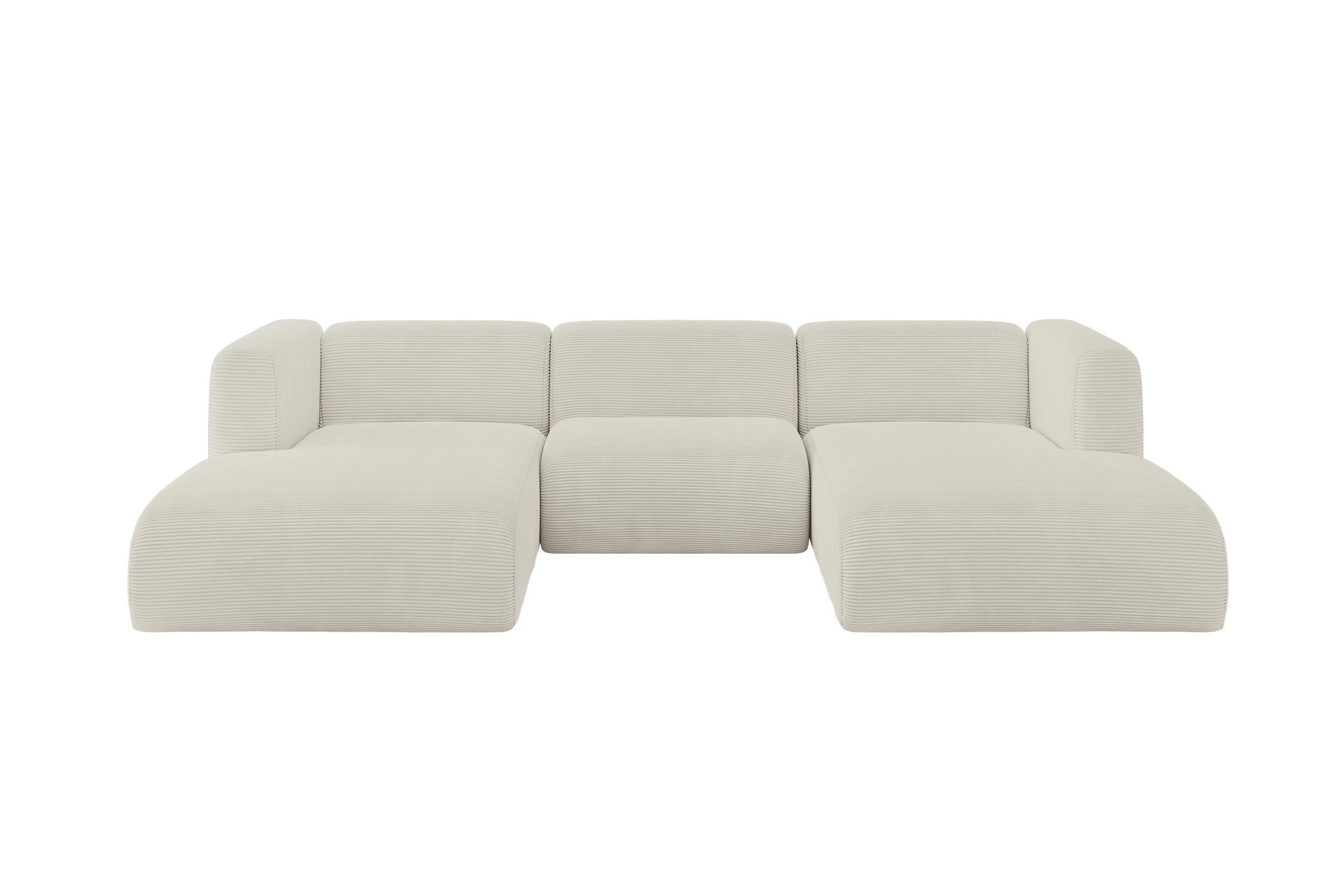 WOHNLANDSCHAFT MIRA-U1 317x179x70 Creme Cord - Ecru/Creme, Holzwerkstoff/Kunststoff (317/70/179cm) - ALTDECOR
