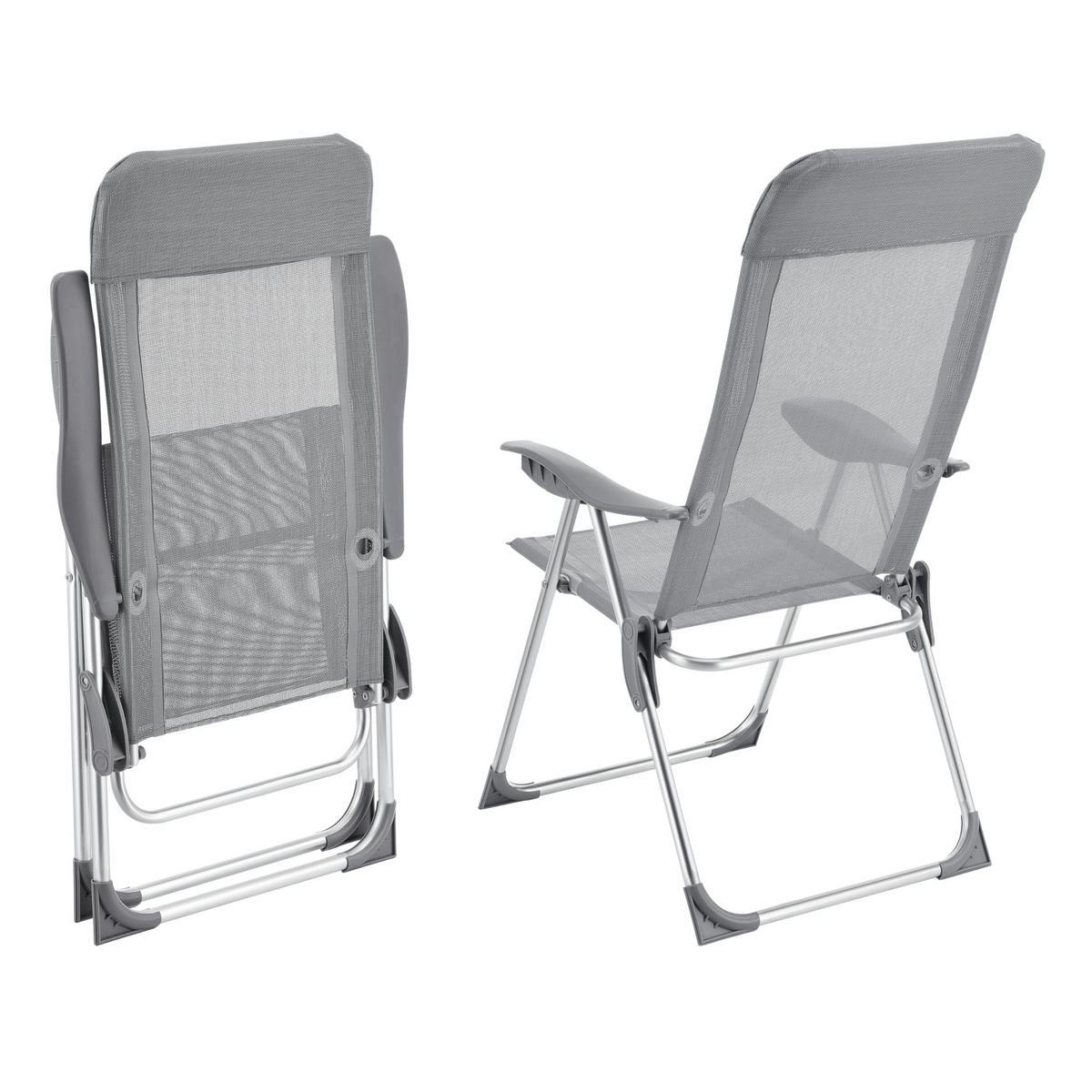 KLAPPSTUHL-SET 2 TLG. Errenteria - Hellgrau, Textil/Metall (57/109/67cm) - [en.casa]