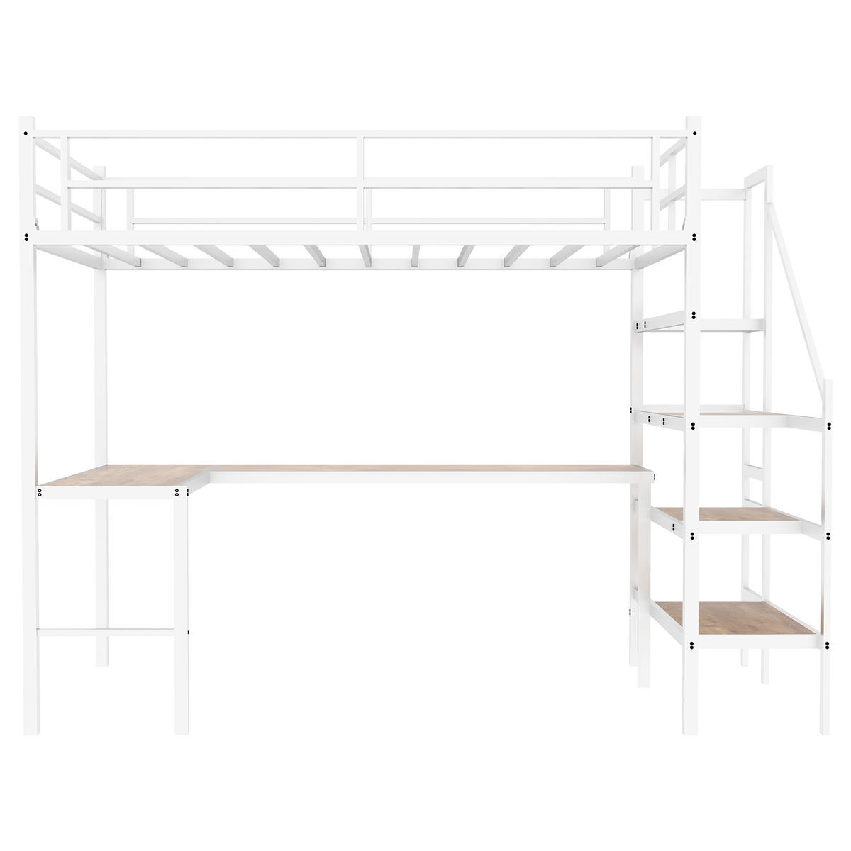 HOCHBETT mit L-förmigem Schreibtisch Metall Weiß - Weiß, Holz (90/190cm) - Meubliv