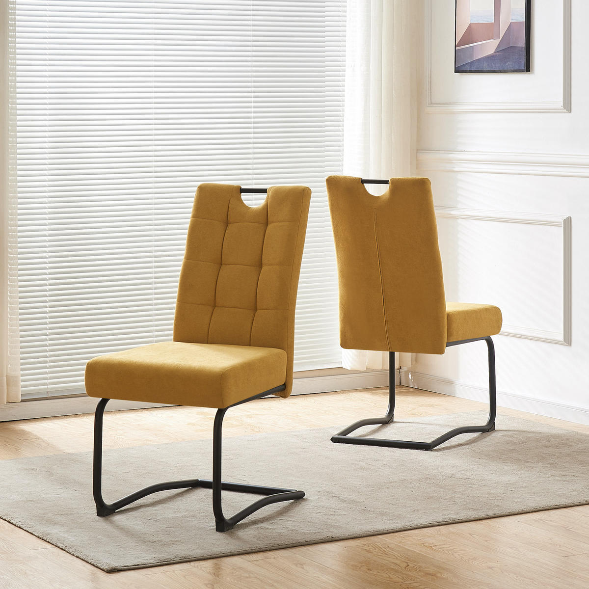 SCHWINGSTUHL SOFIA Gelb 2 Stück - Gelb, Textil/Metall (48/97/60cm) - B&D Home