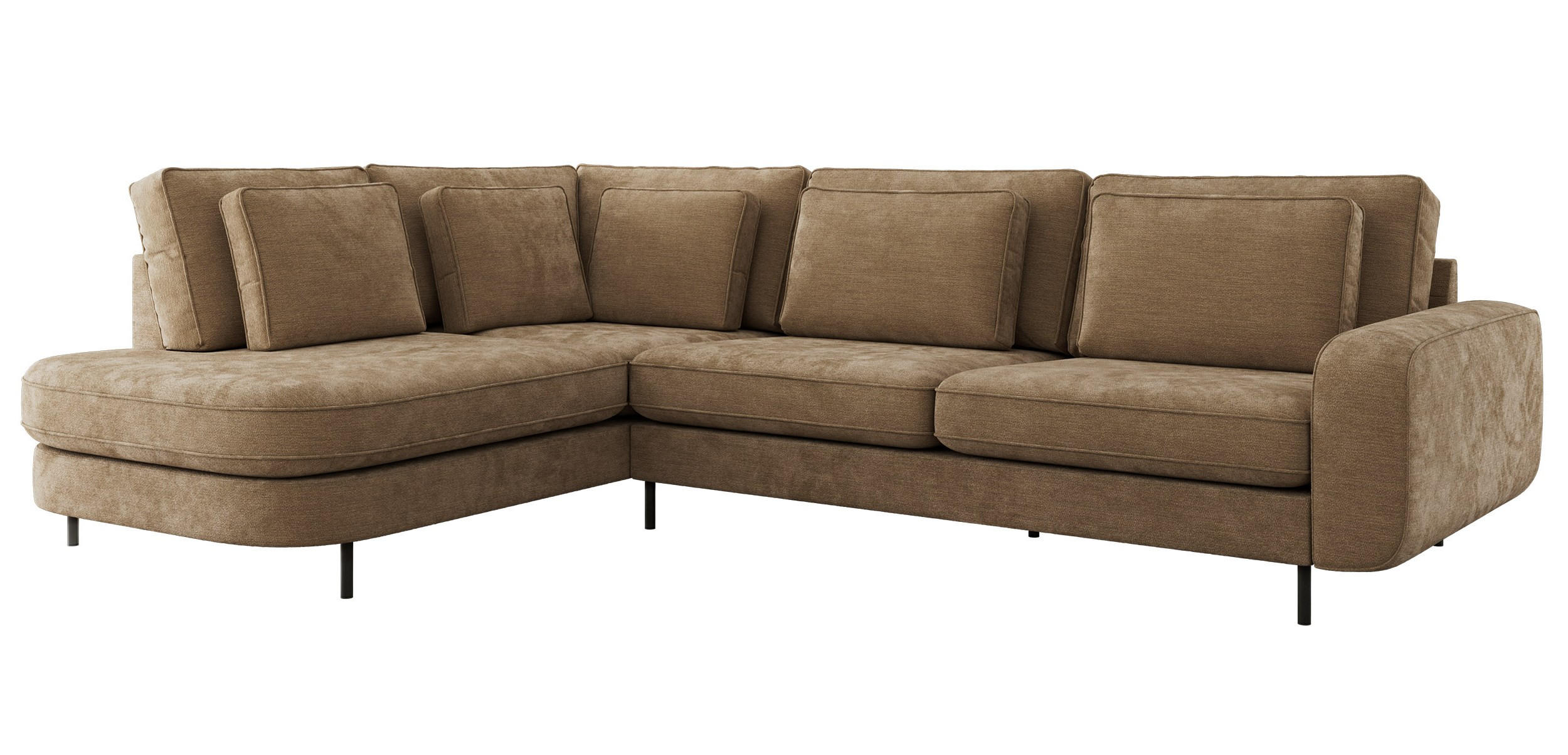 ROHOVÁ SEDAČKA CALENO L - Hnědá Hrubě tkaná žinylka - Pravá Strana - černá/hnědá, kov/textil (317/225cm) - MKS