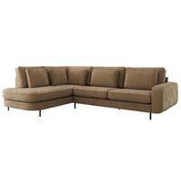 ROHOVÁ SEDAČKA CALENO L - Hnědá Hrubě tkaná žinylka - Pravá Strana - černá/hnědá, kov/textil (317/225cm) - MKS
