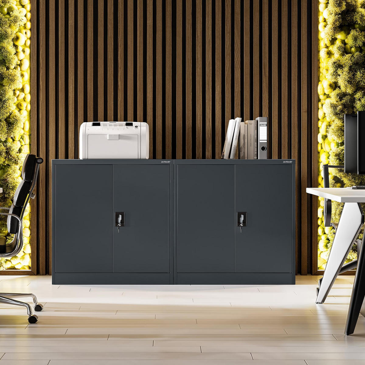 METALLSCHRANK Beata - Anthrazit, Metall (90/93/40cm) - Jan Nowak