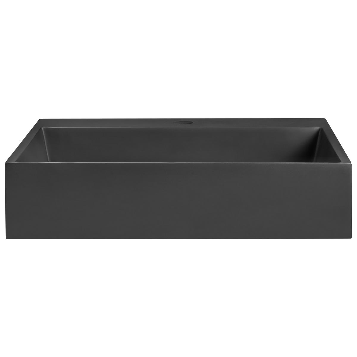 HÄNGEWASCHBECKEN QUENKO 50 x 38 cm Mineralguss Schwarz - Schwarz, Naturmaterialien (50/12/38cm) - Beliani