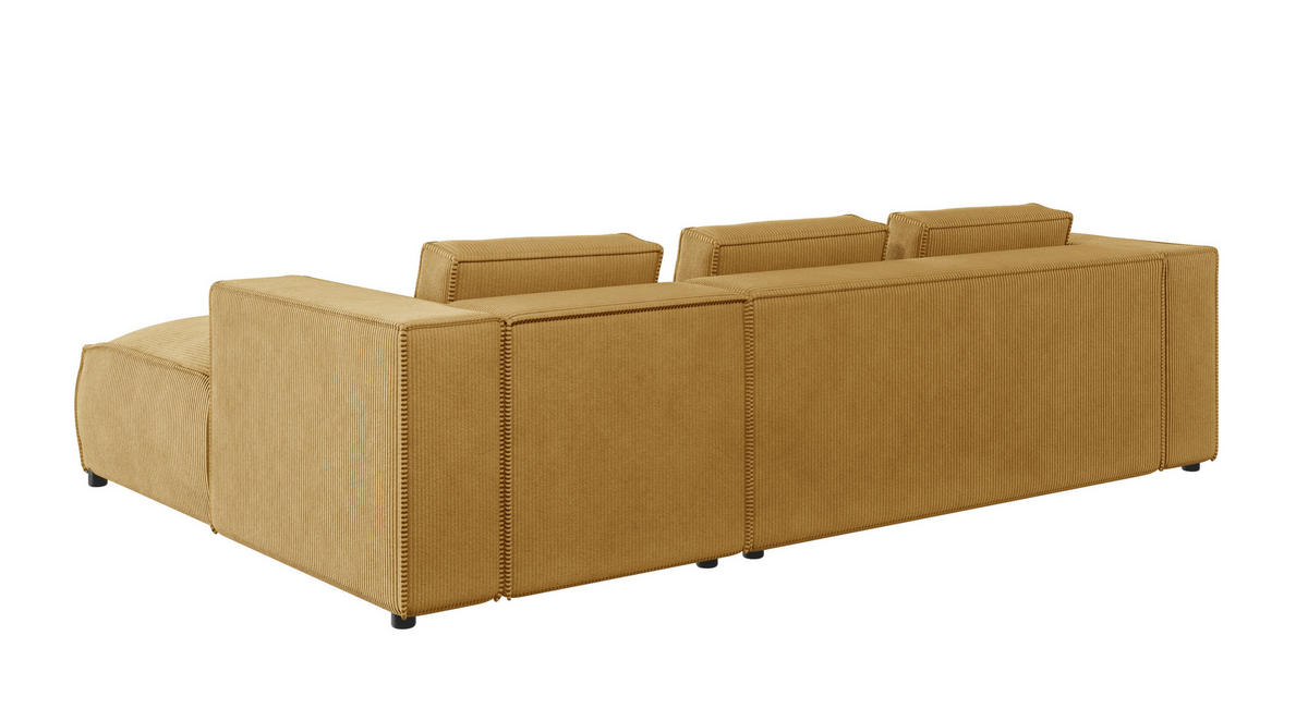ECKSOFA Nova Honig Cord, Ottomane rechts - Schwarz/Honig, Holz/Kunststoff (262/176cm) - S-Style Möbel