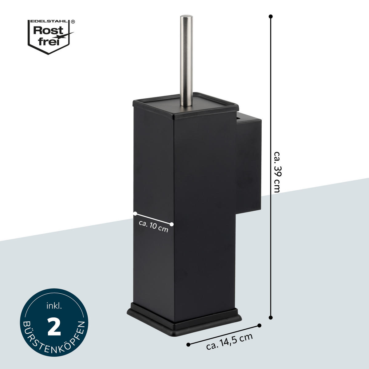 WC-GARNITUR inkl. Wandhalterung - Schwarz, Metall (10/39/14.5cm) - bremermann