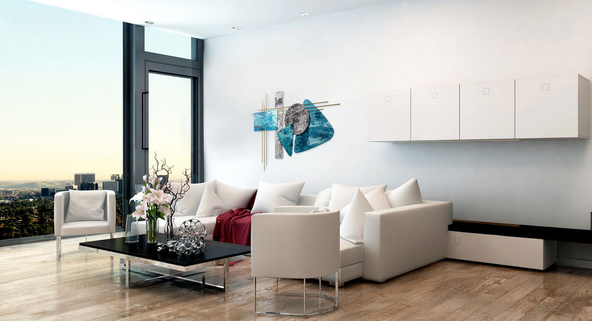 WANDDEKO Blau 80/60 cm - Blau/Silberfarben, Metall (1.47/60/3cm) - KUNSTLOFT