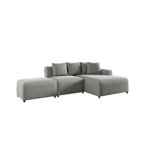 ECKSOFA Megan Xs In Stoff Salvador - Hellgrau, Holzwerkstoff/Textil (304/165cm) - Fun Möbel