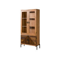 VITRINE Altholz 90x40x198 natur lackiert LYON #160 - Braun, Holz (90/198/40cm) - Massivmoebel24