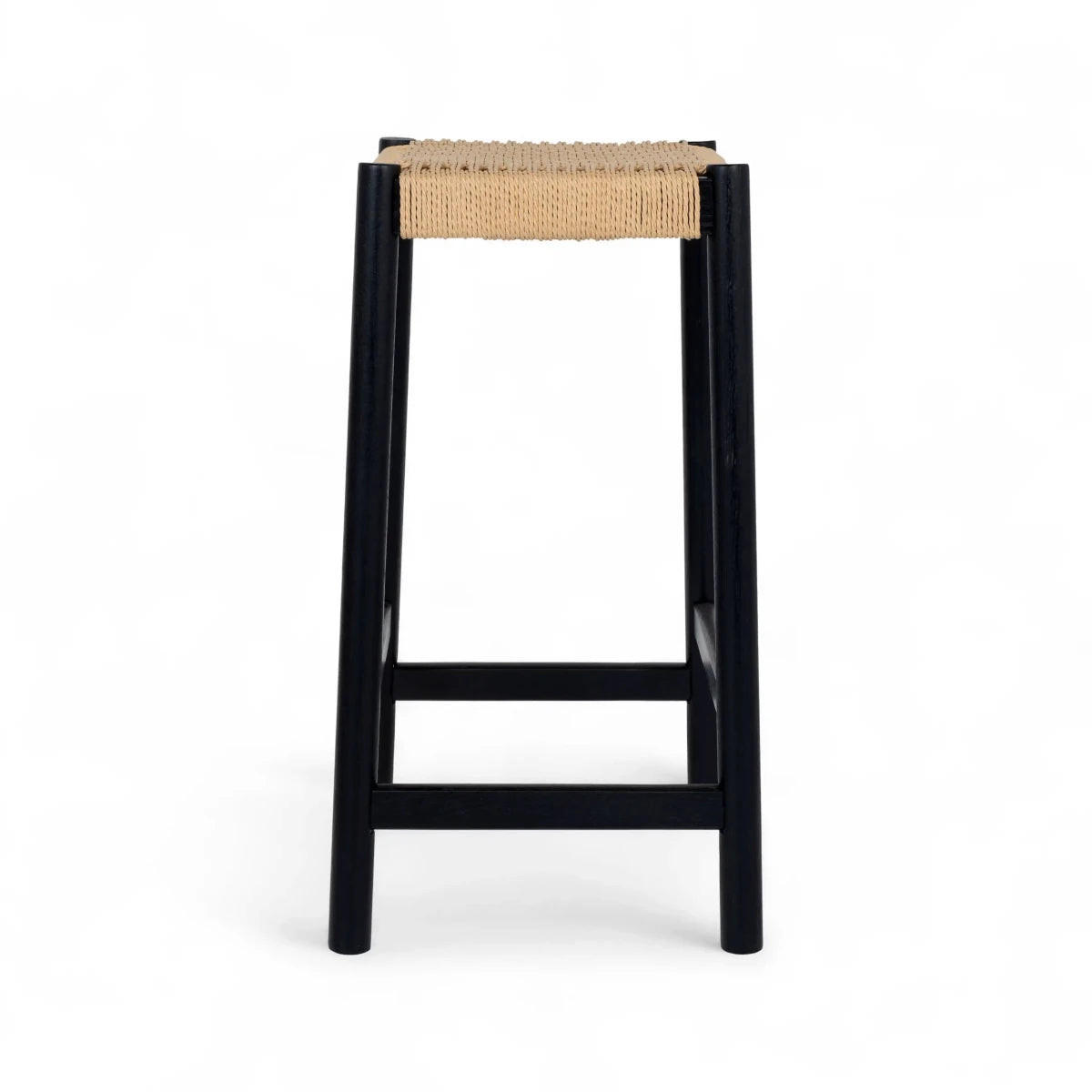 BARHOCKER-SET 3 Stück in Rattan / Eiche Schwarz - Beige/Schwarz, Holz/Papier (44/66/37cm) - Furnhouse