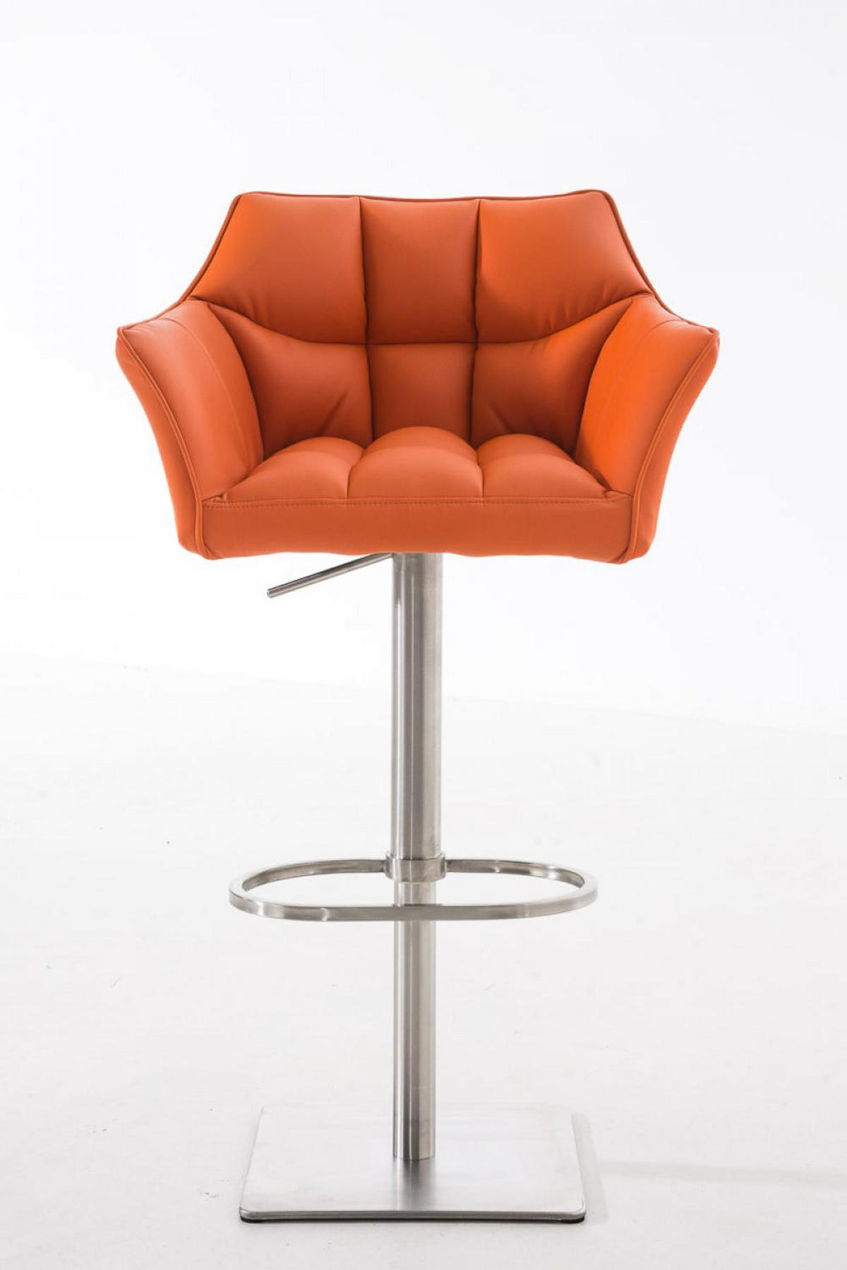 BARHOCKER Lederlook Orange - Edelstahlfarben/Orange, Textil/Metall (64/88/45cm) - CLP