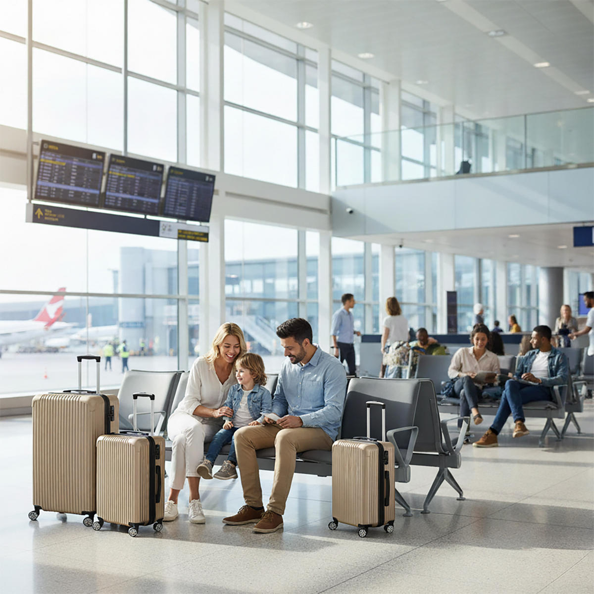 3-TLG.KOFFERSET - Creme, Kunststoff (48/75/29cm) - Relaxdays