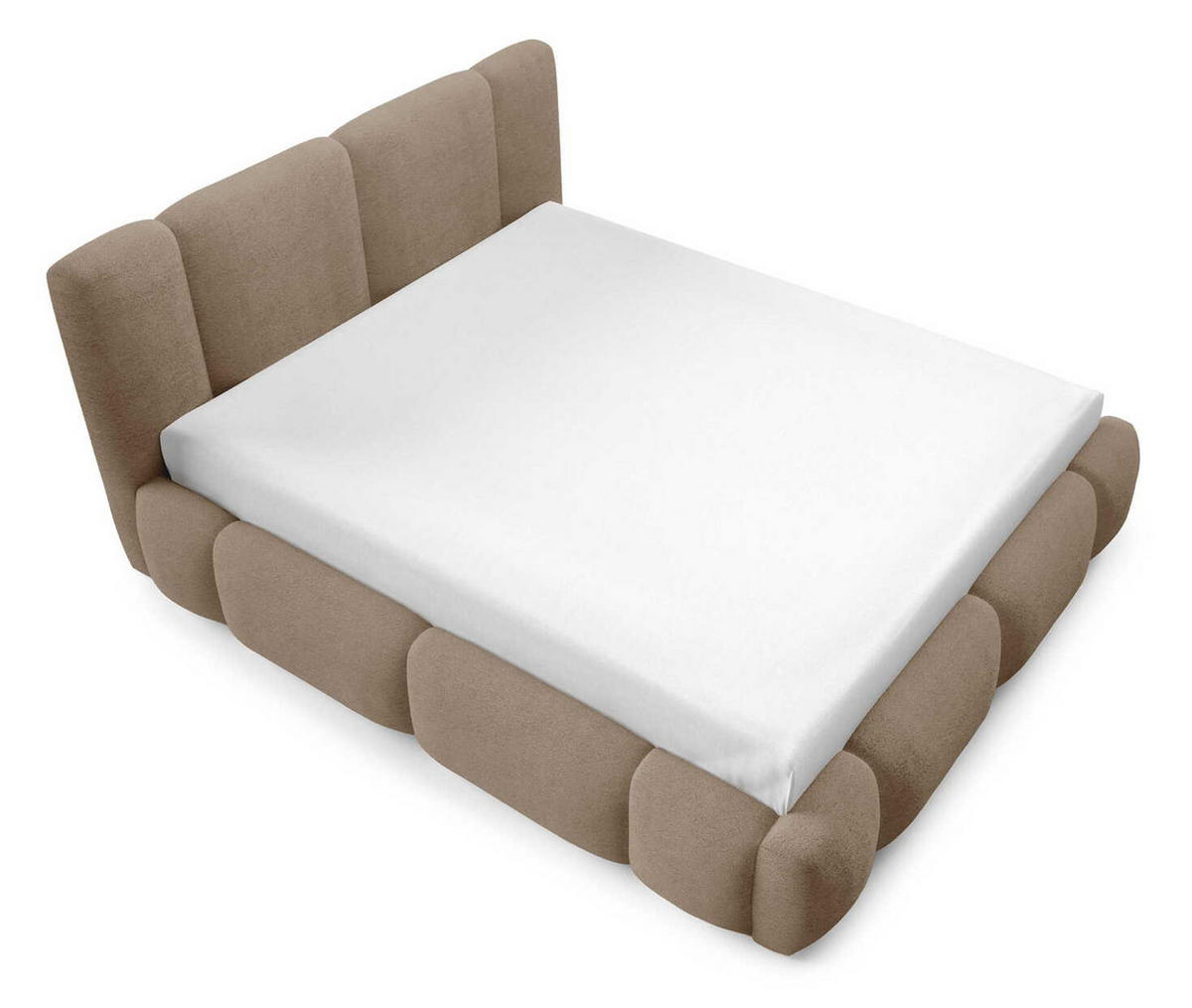 DOPPELBETT 200x200 Avelin mit Bettkasten, LED, Bouclé, Beige - Beige, Holz/Metall (200/200cm) - Emporius