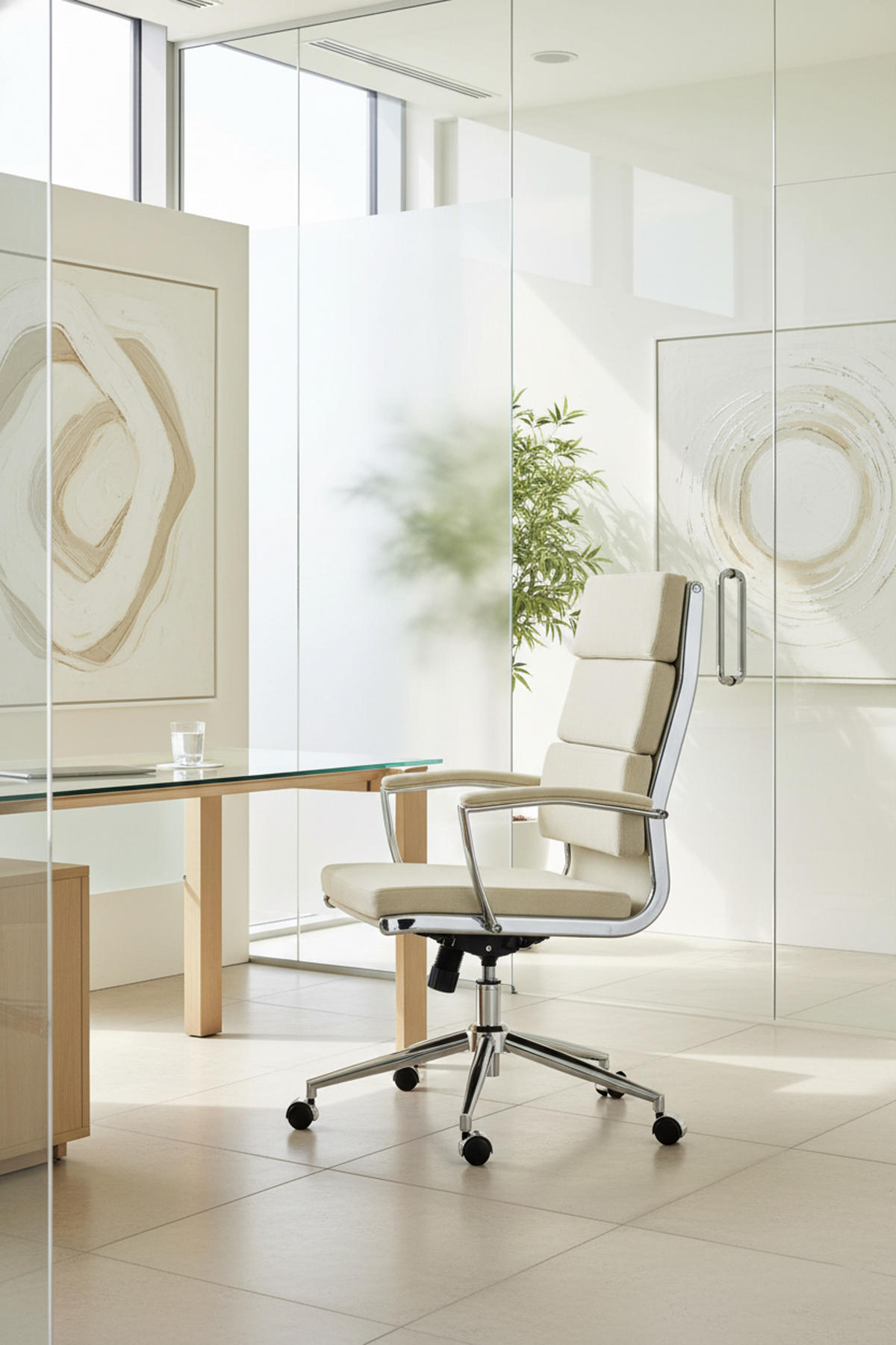 BÜROSTUHL Cyron Stoff creme - Chromfarben/Creme, Textil/Metall (61/115/65cm) - TPFLiving