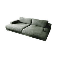 BIG SOFA MIT TABLETT MADELINE Grün Webstoff - Schwarz/Olivgrün, Kunststoff/Textil (290/85/170cm) - KAWOLA