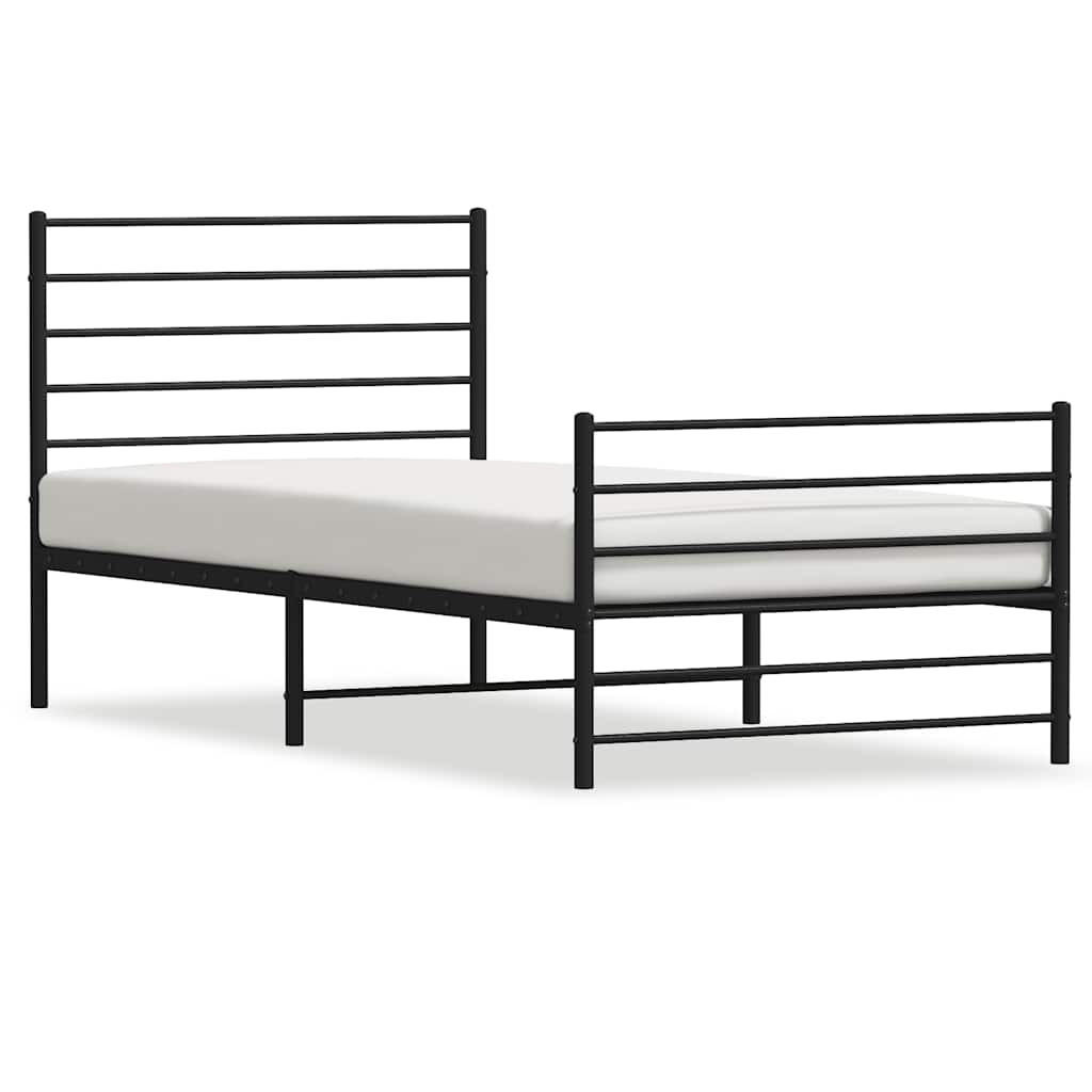BETTGESTELL Mit Kopf- Und Fussteil Metall Schwarz 90/200 Cm - Schwarz, Metall (90/200cm) - vidaXL
