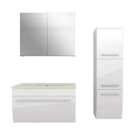 BADMÖBEL Set Gently 3 V2-R Weiß Badezimmermöbel Badspiegel Waschtisch 80 cm ohne LED-Beleuchtung - Weiß, Glas/Kunststoff (46/40/80cm) - AcquaVapore by Sandra Jentho
