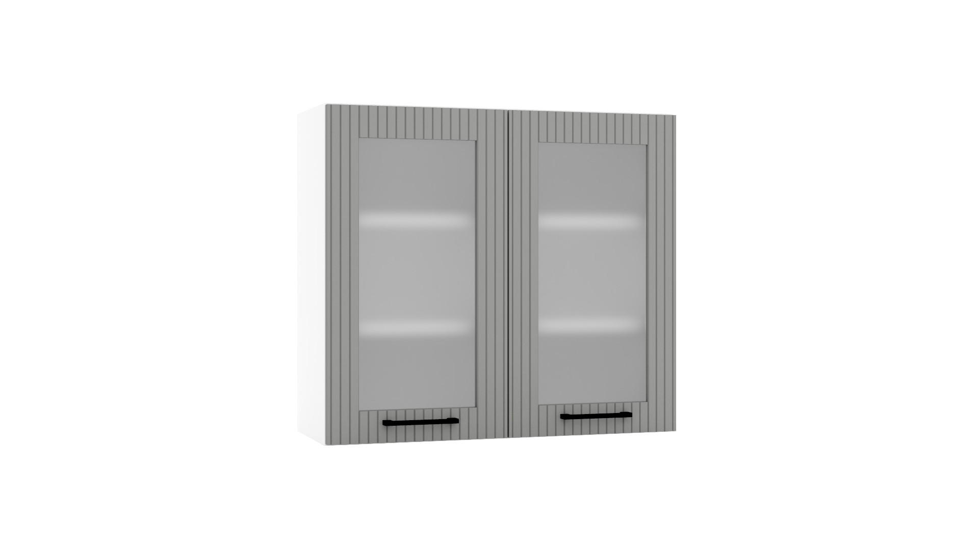 GLASHÄNGESCHRANK WS80 - KENDRO - Elegante Wandlösung - Weiß/Grau, Holz/Metall (80/72/30cm) - ROYAL24_MARKT