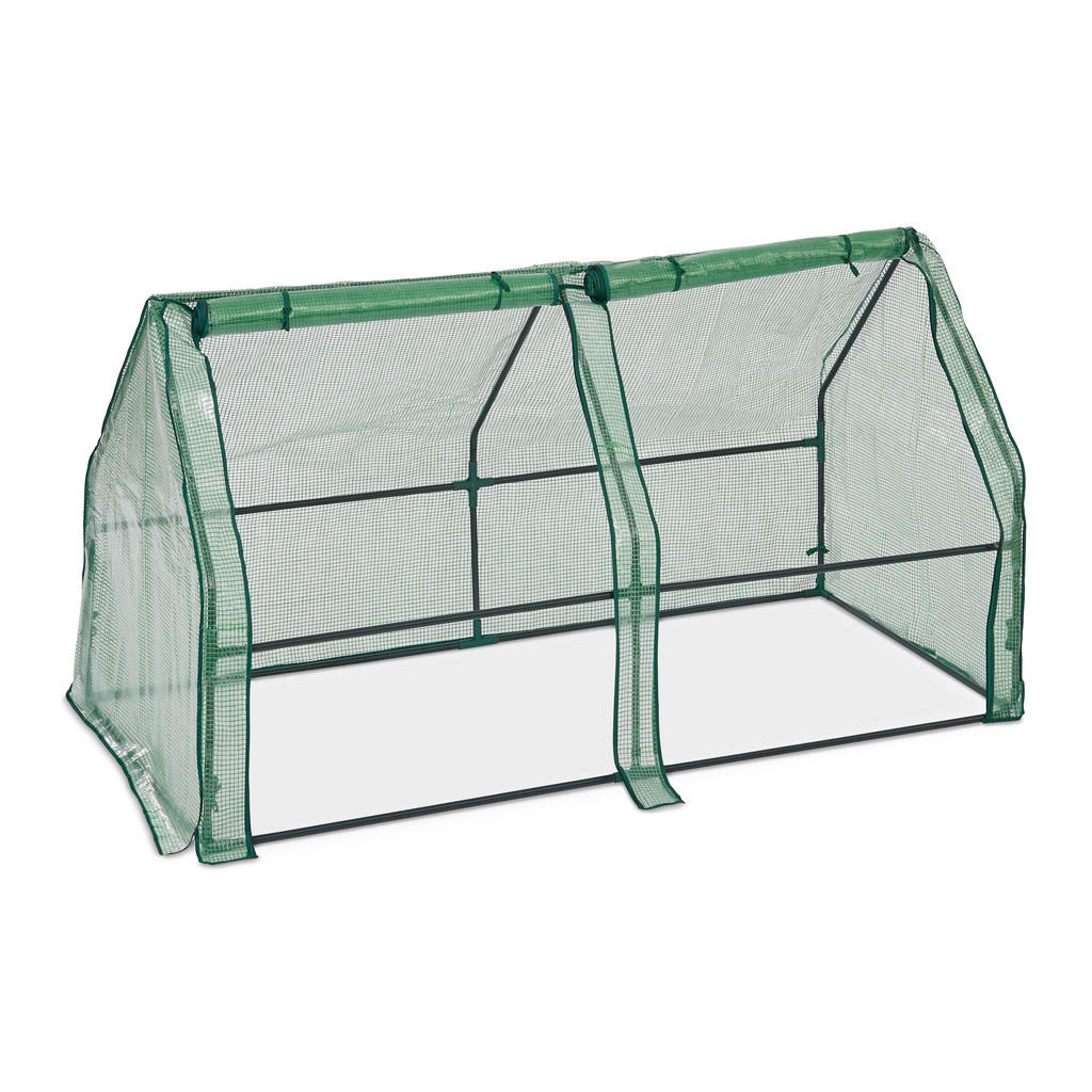 Relaxdays PAŘENIŠTĚ Zelené PE fólie ocel 2 dveře 180x90x90 cm