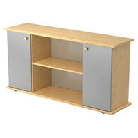 SIDEBOARD mit 2 Flügeltüren 44,8/166,1/84 cm in Ahornfarben/Silberfarben Knauf/Streifengriff - Silberfarben/Ahornfarben, Holzwerkstoff (166.1/84/44.8cm) - bümö