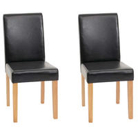 ESSZIMMERSTUHL 2er-Set klassisch und zeitlos 90x43x56cm Sitzhöhe 45cm Kunstleder helle Beine Schwarz - Schwarz, Kunststoff (43/90/56cm) - CHEFGASTRO