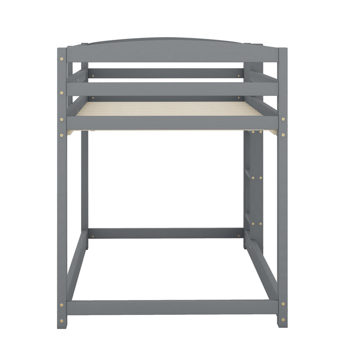 ETAGENBETT 90/200 cm Grau aus massiver Kiefer mit stabilem Geländer - Grau, Holz (90/200cm) - OKWISH