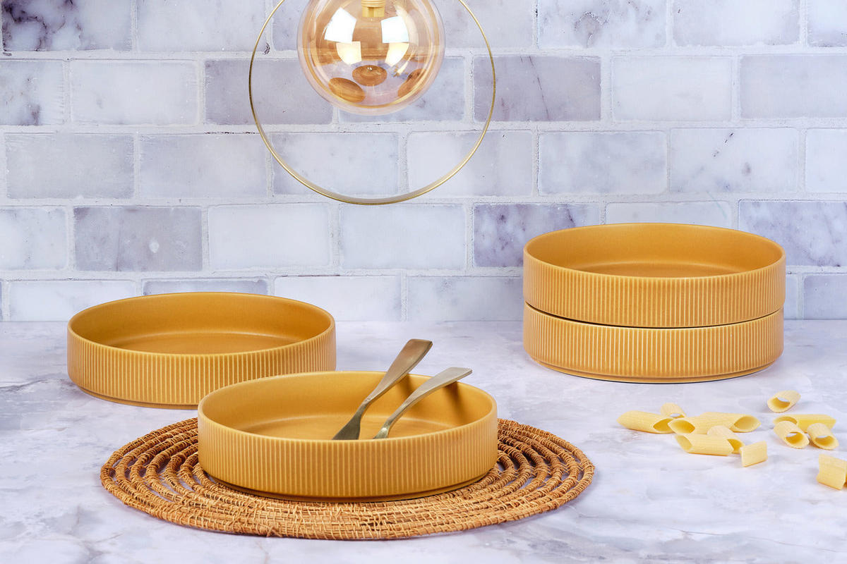 SUPPENTELLER Scandi Ø21,5cm - 4er-Set - Ocre - Gelb, Keramik (21.5cm) - Björn