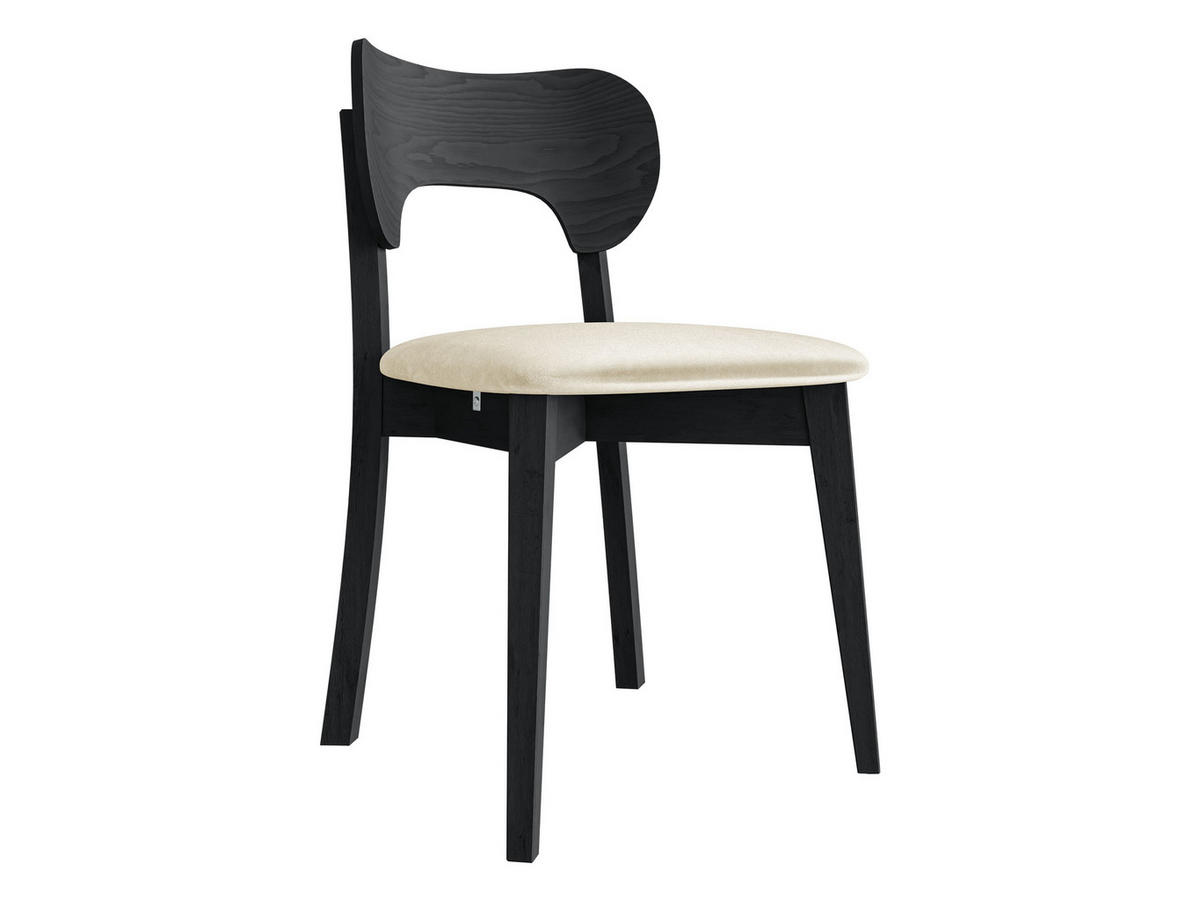 WOHNZIMMER STUHL KT64, Holzfarbe: Schwarz - Schwarz/Naturfarben, Holz/Textil (48/80/51cm) - MIRJAN24