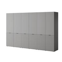 KLEIDERSCHRANK ZEN (Modular, Grau Matt, Rillenfront, 6-türig) - Schwarz/Grau, Holz/Holzwerkstoff (303/200/51cm) - Ravio