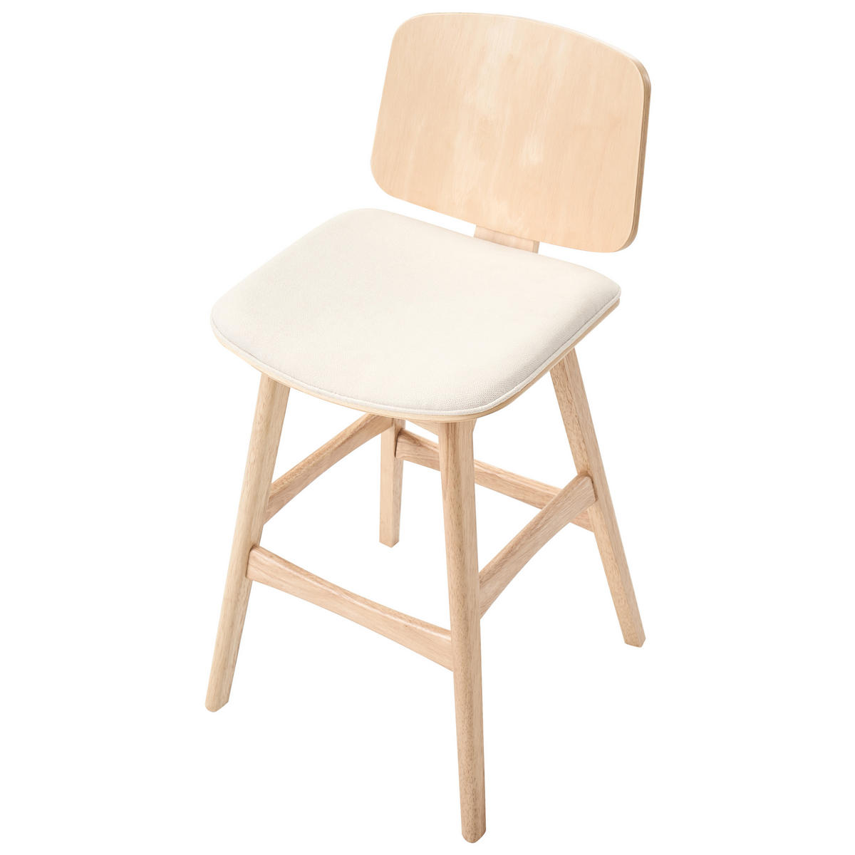SCAUN DE BAR set de 2 lemn maro deschis/bej deschis Charleston - bej, material textil (47/92/50cm) - Beliani