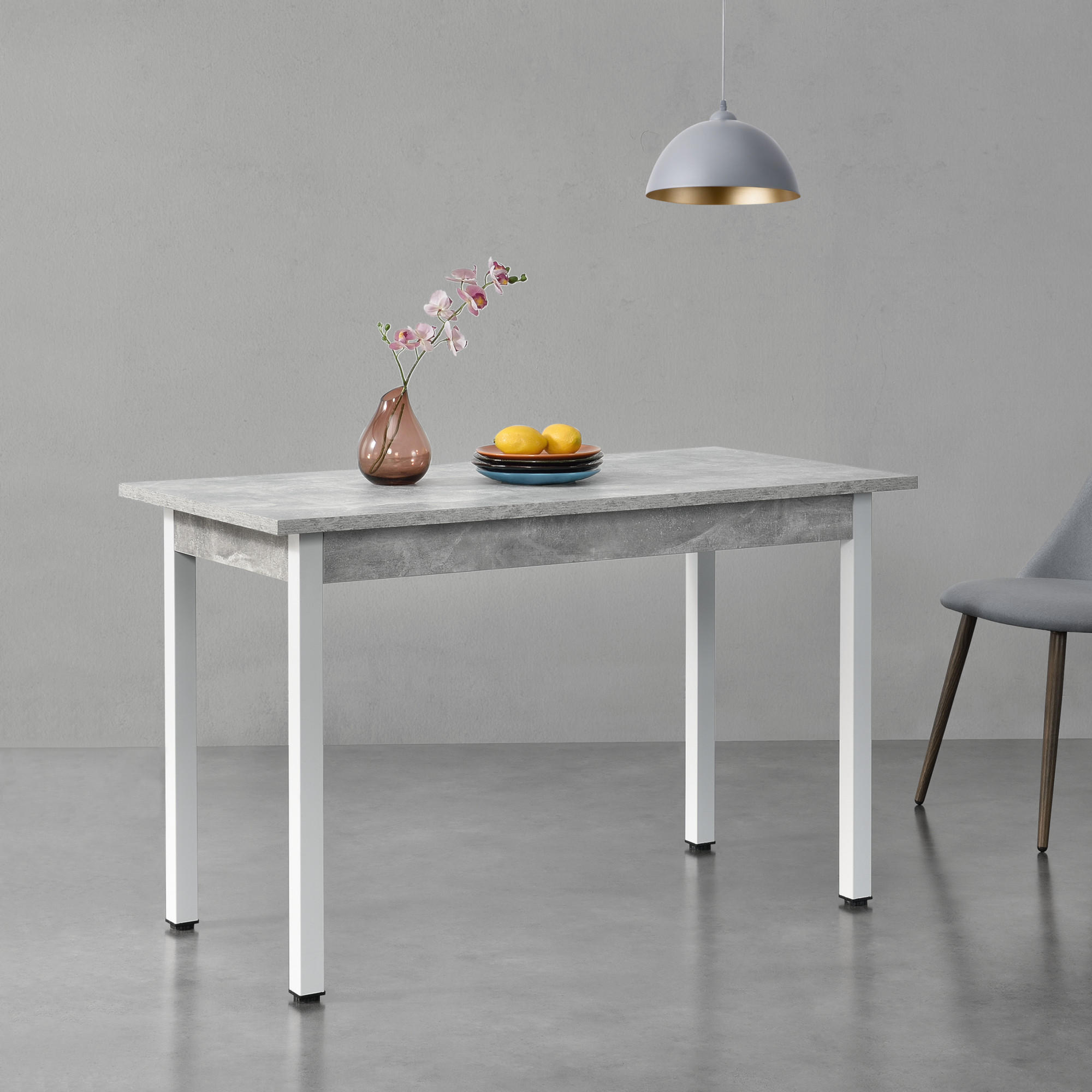 ESSTISCH Den Haag - Grau, Holzwerkstoff/Metall (60/120/75cm) - [en.casa]