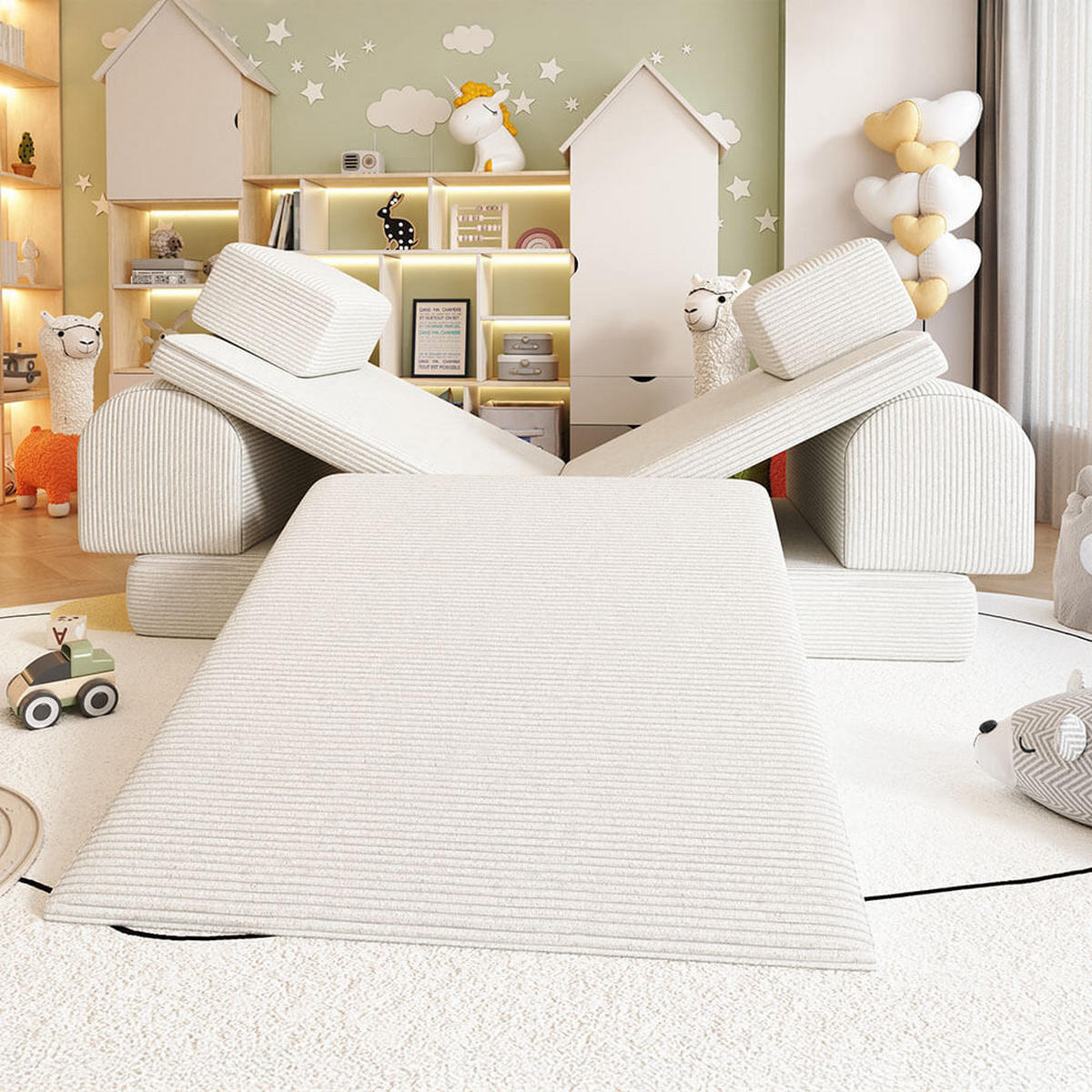 SPIELSOFA LIV - Beige, inkl. Rutsche - Beige, Kunststoff/Textil (140/53/70cm) - Home Deluxe