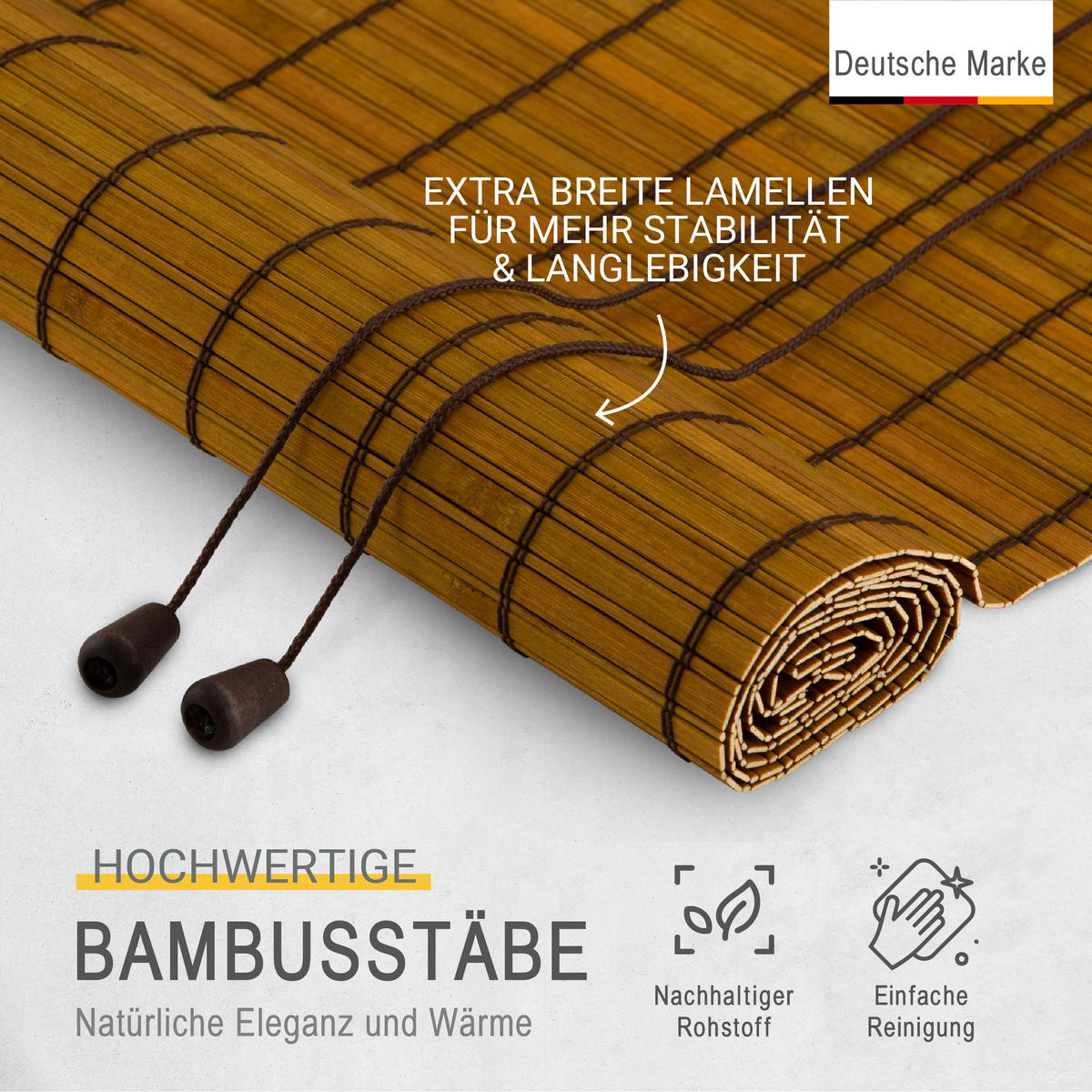 BAMBUSROLLO SolDecor BR7 80x160cm Bambus - Hellbraun, Holz (80/160cm) - Sol Royal