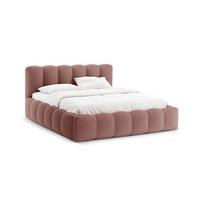 BETT mit Bettkasten und Kopfteil Lupine aus strukturiertem Stoff beige 200x200cm - Beige, Textil (200/200cm) - Micadoni