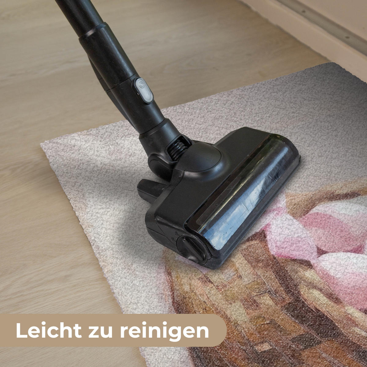 FUSSMATTE Korb - Eier - Rosa 90x60 cm - Beige, Kunststoff (60/90cm) - MuchoWow