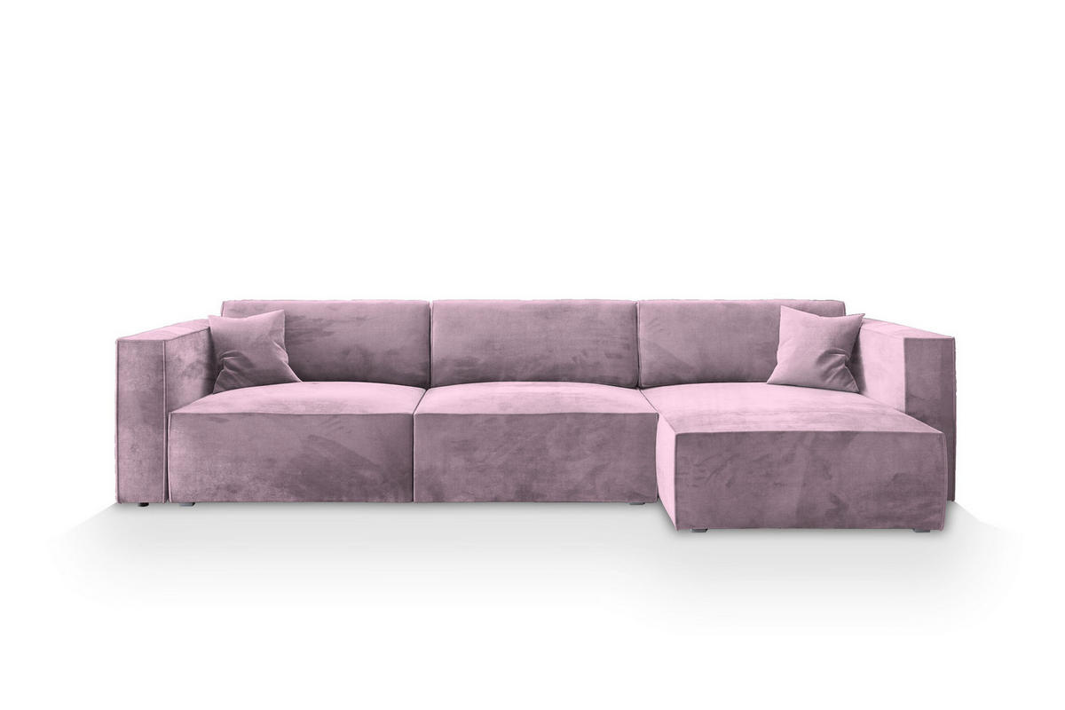 ECKSOFA TOLMO M Lila Velours-Stoff mit Schlaffunktion - Lila, Holz (347/148cm) - MASSENO